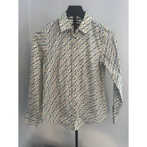 Talbots Petites 4P Horsebit Equestrian Print Button Shirt‎ Wrinkle Resistant